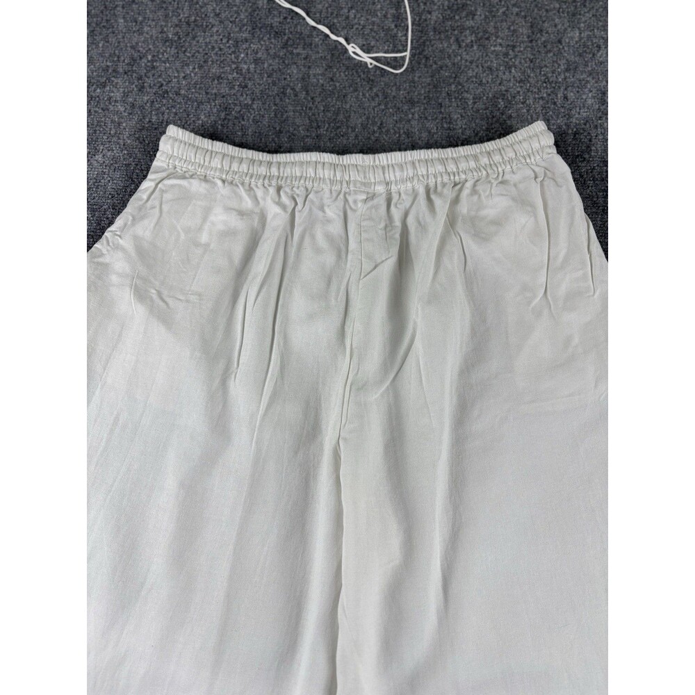 Bothandy Womens Palazzo Beach Pants XL White Linen Wide Leg Drawstring NWT - Picture 7 of 8